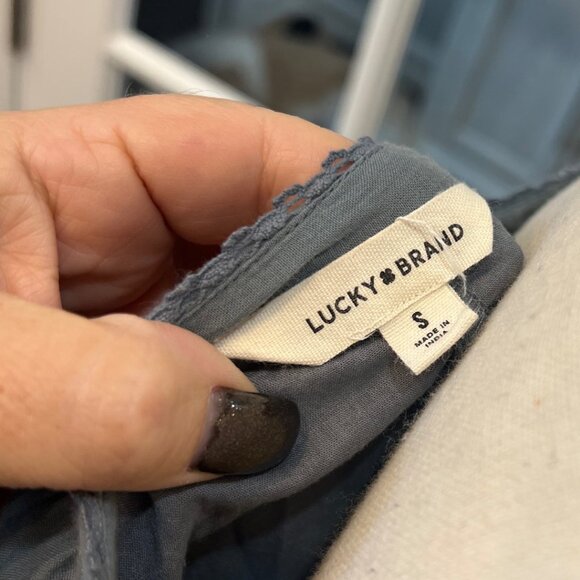 Lucky Brand Embroidered Boho Dress with Tassels Blue Gray S - Picture 10 of 10